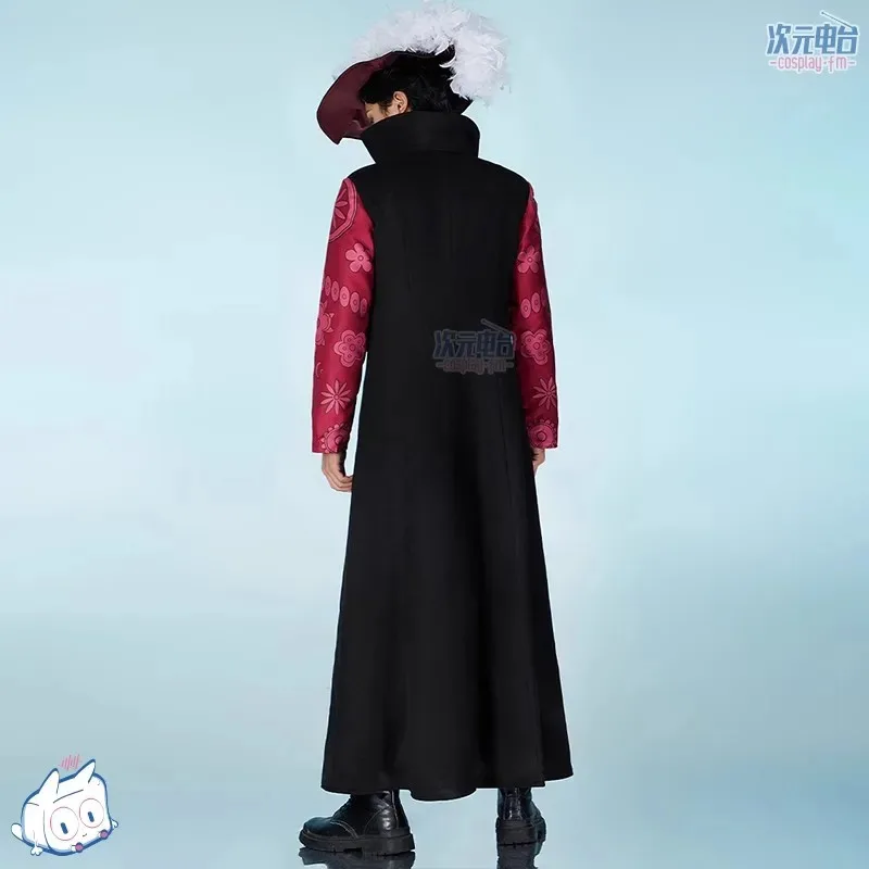 Anime Dracule Mihawk Cosplay Costume Cloak Trench Coat Pants Uniform With Hat Necklace Belt Halloween Carnival Party Clothe Prop