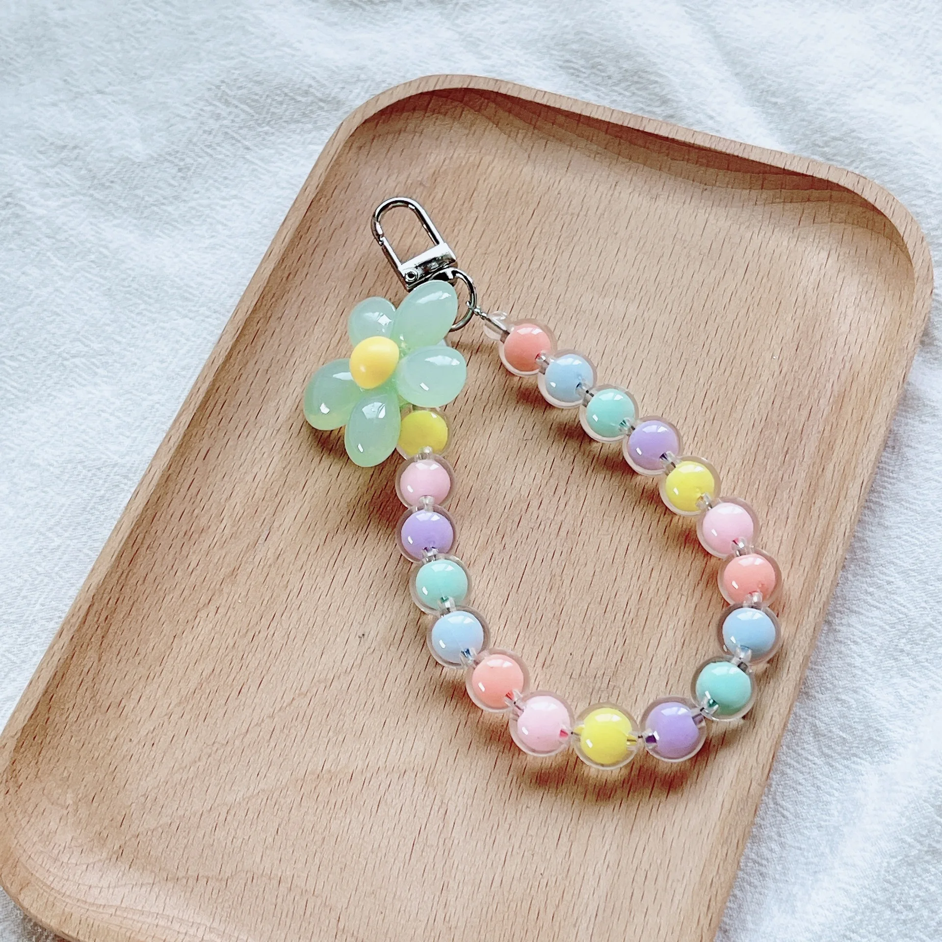 Telefon Anti-verloren Lanyard Schlüssel Kurze Handgelenk Anhänger Bunte Macaron Runde Perle Anhänger frauen hand Kette Handy Lanyard