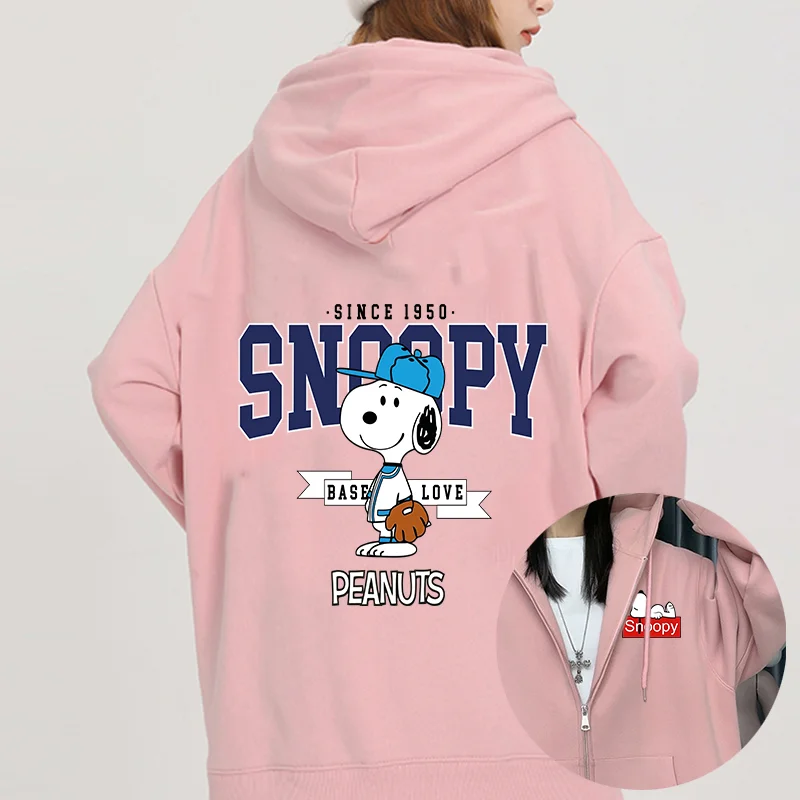 Anime Snoopy printed hoodie student couple sports street casual zipper hoodie