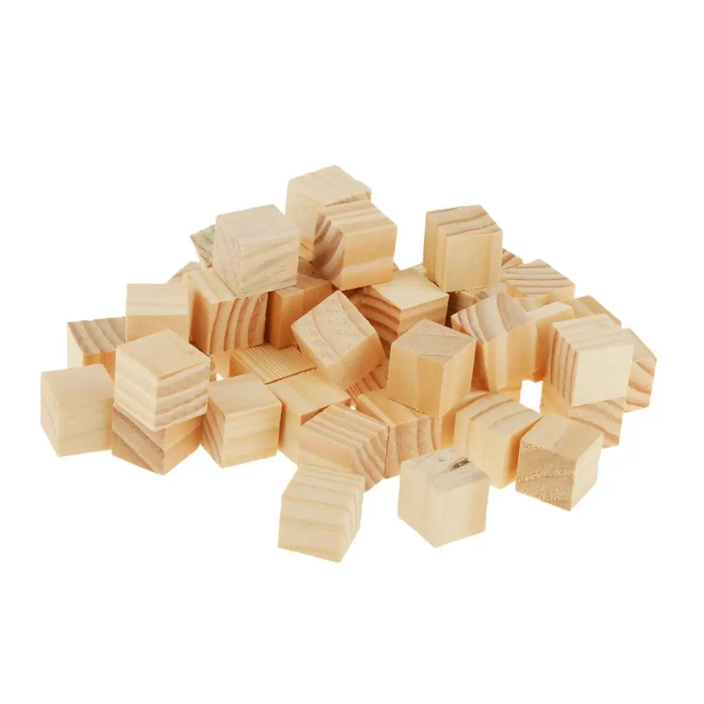 50 pz/pacco cubi vuoti in legno artigianato in legno bambini giochi per bambini giocattoli fai da te materiale scolastico 20*20mm