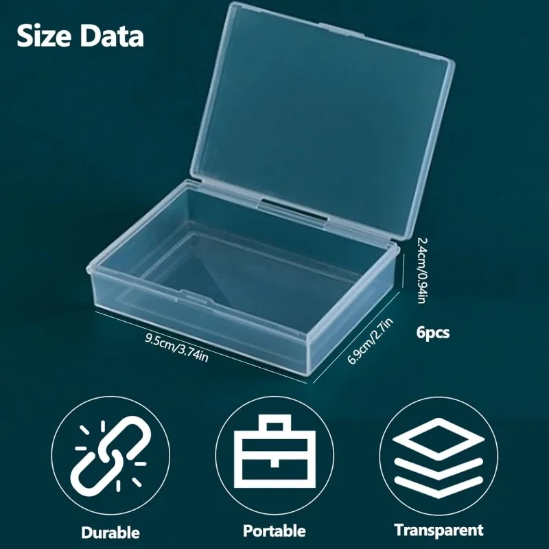 6Pcs 9.5x6.9x2.4cm Playing Card Boxes Transparent Plastic Collectible Card Boxes Business Card Holder Small Storage Boxes