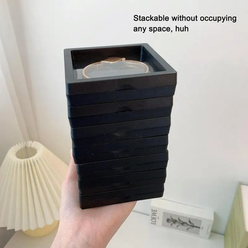 Jewelry Organizer 3D Floating Frame With Base Stand Coin Storage Box Rectangular Display Case Suspension Necklace Earring