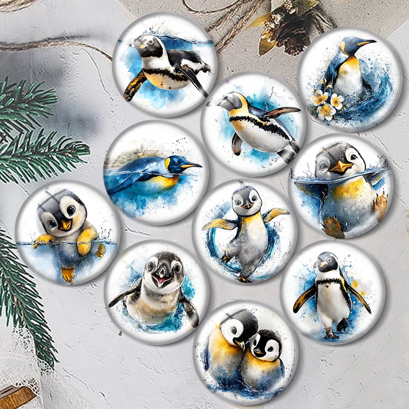 Cute Penguin 12/18/20/25mm glass cabochon  bracelet pendant rings for jewelry demo earrings back Making findings