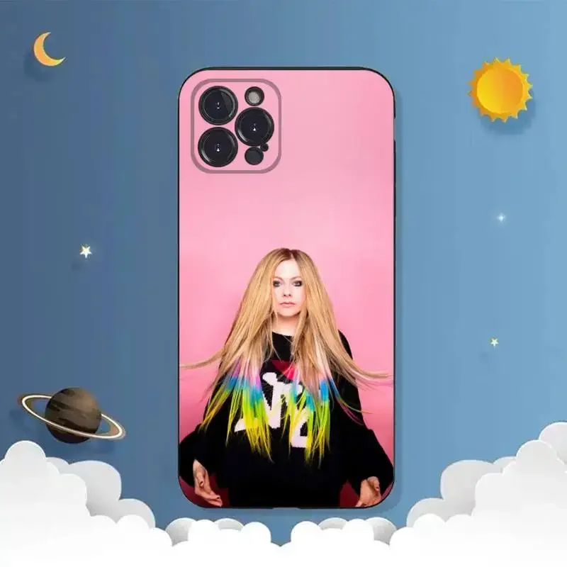 A-Avril L-Lavigne Rock Girl Phone Case For iPhone,11,12,Mini,13,14,15,PRO,XS,MAX,X,XR,6,7,8,Plus Black Shell