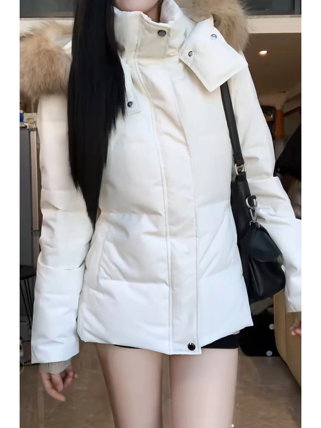 

Новая женская хлопковая куртка-жакет 2025 года, белая, приталенная, с меховым воротником, осенне-зимняя, повседневная, для работы и отдыха