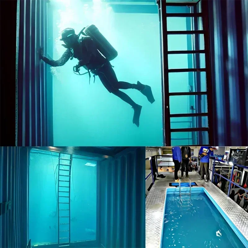 Container Swimming Pool High Quality Custom Prefab Diving Pools Divers Training Big Outdoor Acrylic Window Fiberglass Hot