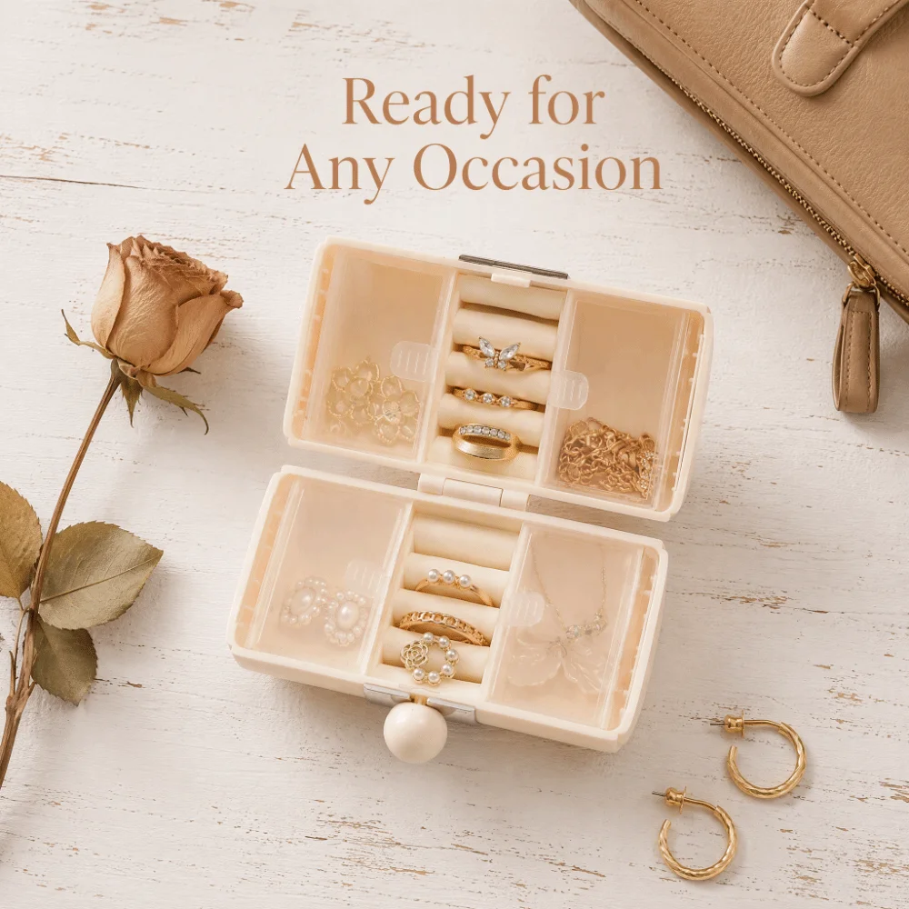 Pill Box Cylindrical Jewelry Case Compact Simple Mini Ring Box Portable ABS Waterproof Earrings Organizer Trip Carrying