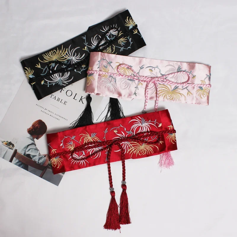 ผู้หญิง Retro จีนชุดเย็บปักถักร้อยตกแต่งเข็มขัดญี่ปุ่นแบบดั้งเดิมชุดกิโมโน Obi