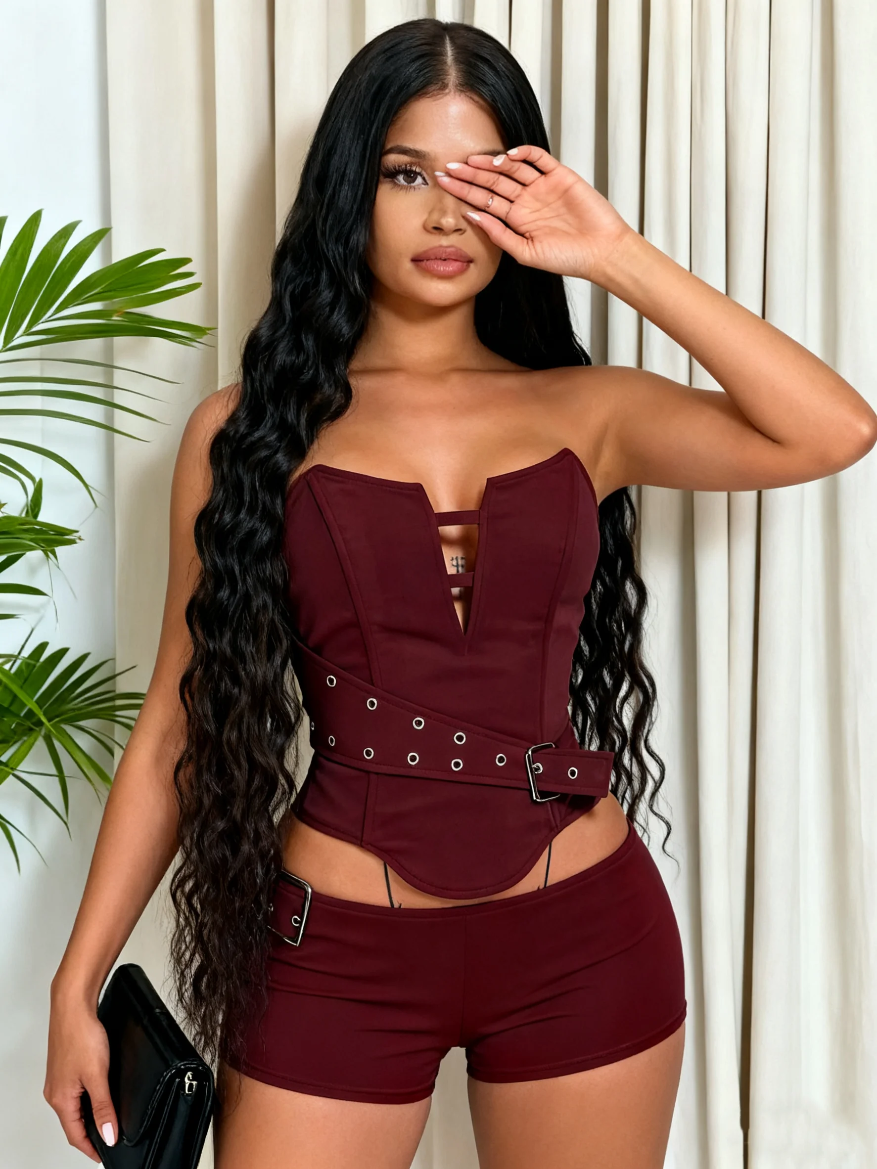 

Weird Puss, сексуальная лоскутная майка с гофрировкой, женская трендовая металлическая пряжка, нерегулярный подол, без рукавов, для вечеринки, клуба, эластичный узкий жилет