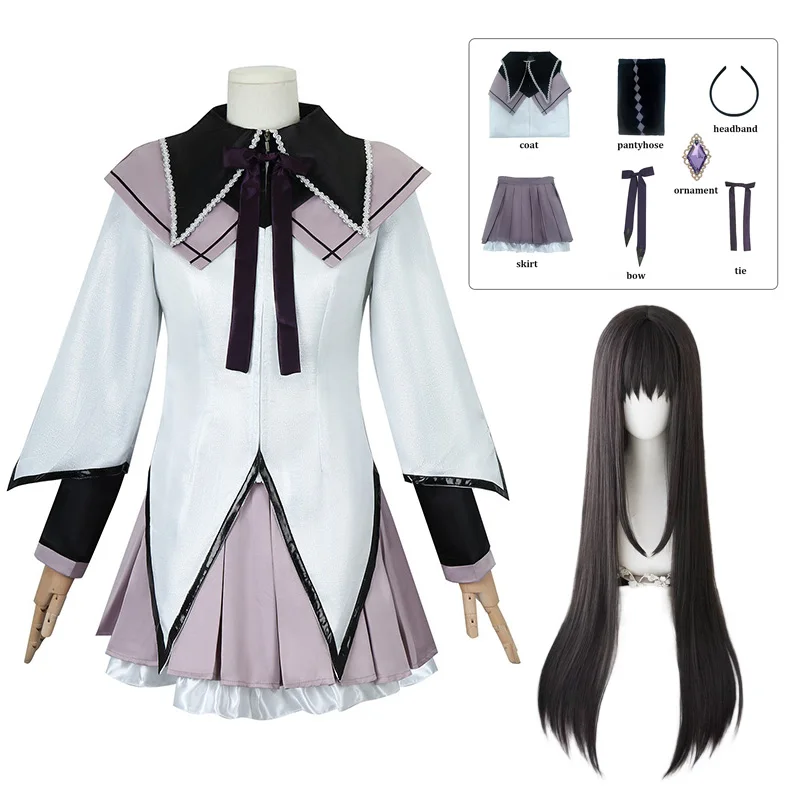 

Akemi Homura Cosplay Puella Magi Madoka Magica Cosplay Costume Wig Battledress Combat Suits Women Role Play Clothing Outfits