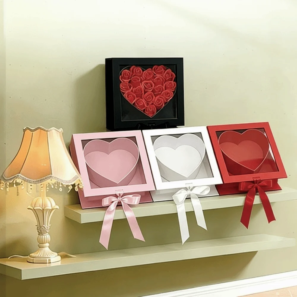 Transparent Window Mother's Day Gift Box Fillable Elegant Gift Packaging Box Romantic Cardboard Floral Packaging Box view 2