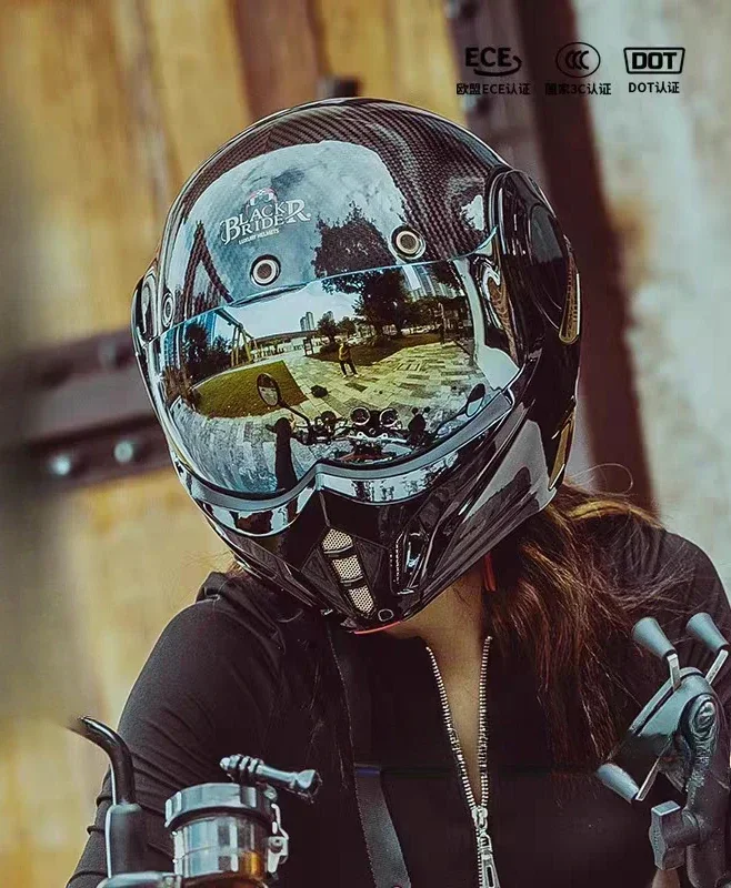 BR Advant Flip Up Motorcycle Helmet Carbon fiber ECE DOT Certification Double Lens Helmet Cascos Para Moto Capacete Casco Moto