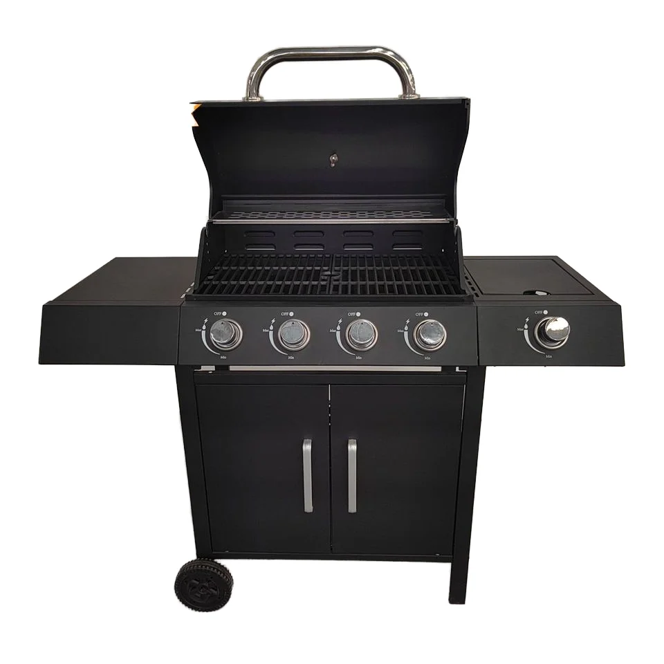 

STLFCommercial Gas BBQ Grill with 5 Main Burners Black Stainless Steel Propane Powder Coated Commercial Camping Grill
