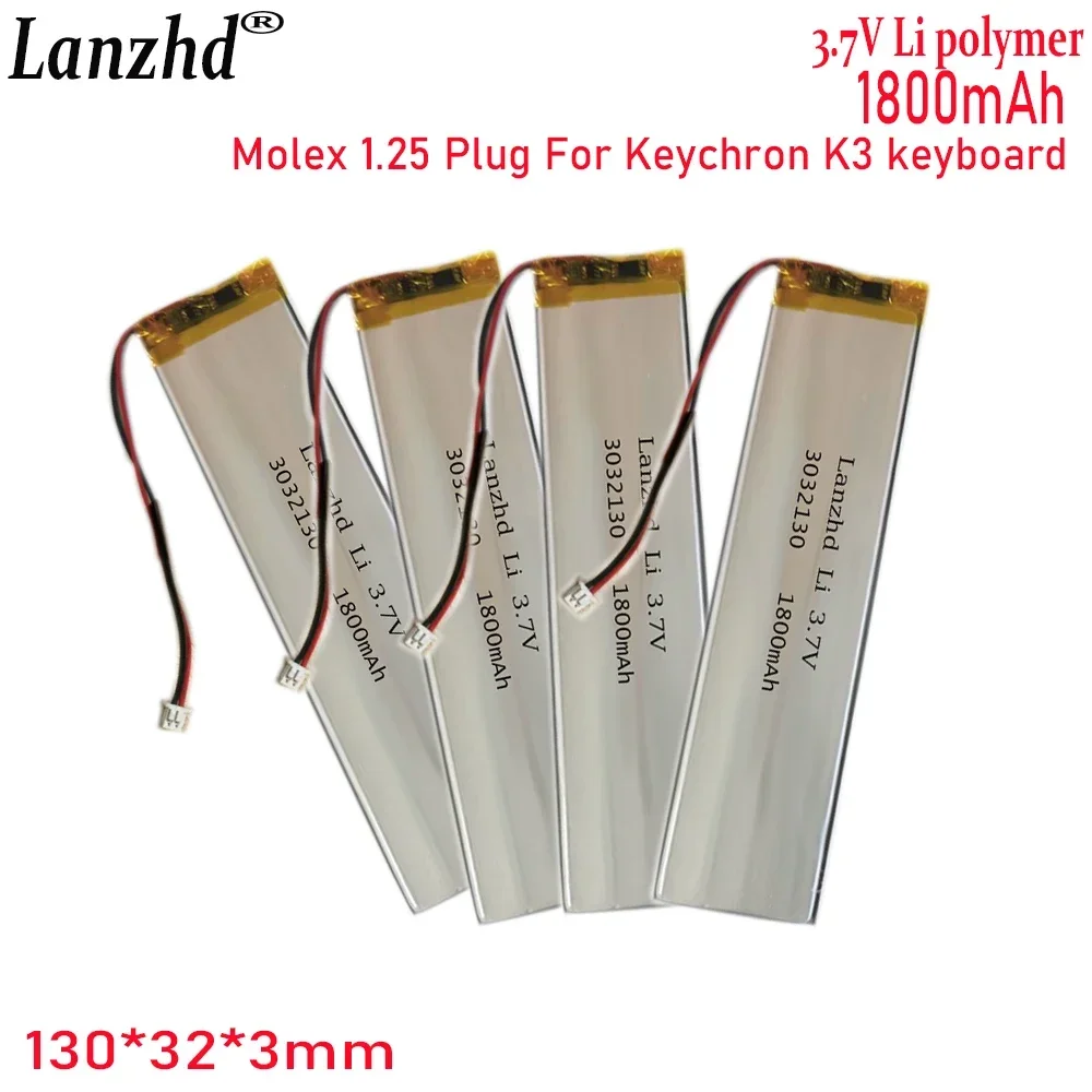 1-20 Pcs 3032130 3.7V 1800mAh Li Polymer Battery For Keychron K3 keyboard cells LED lights Bluetooth keyboard Car recorder