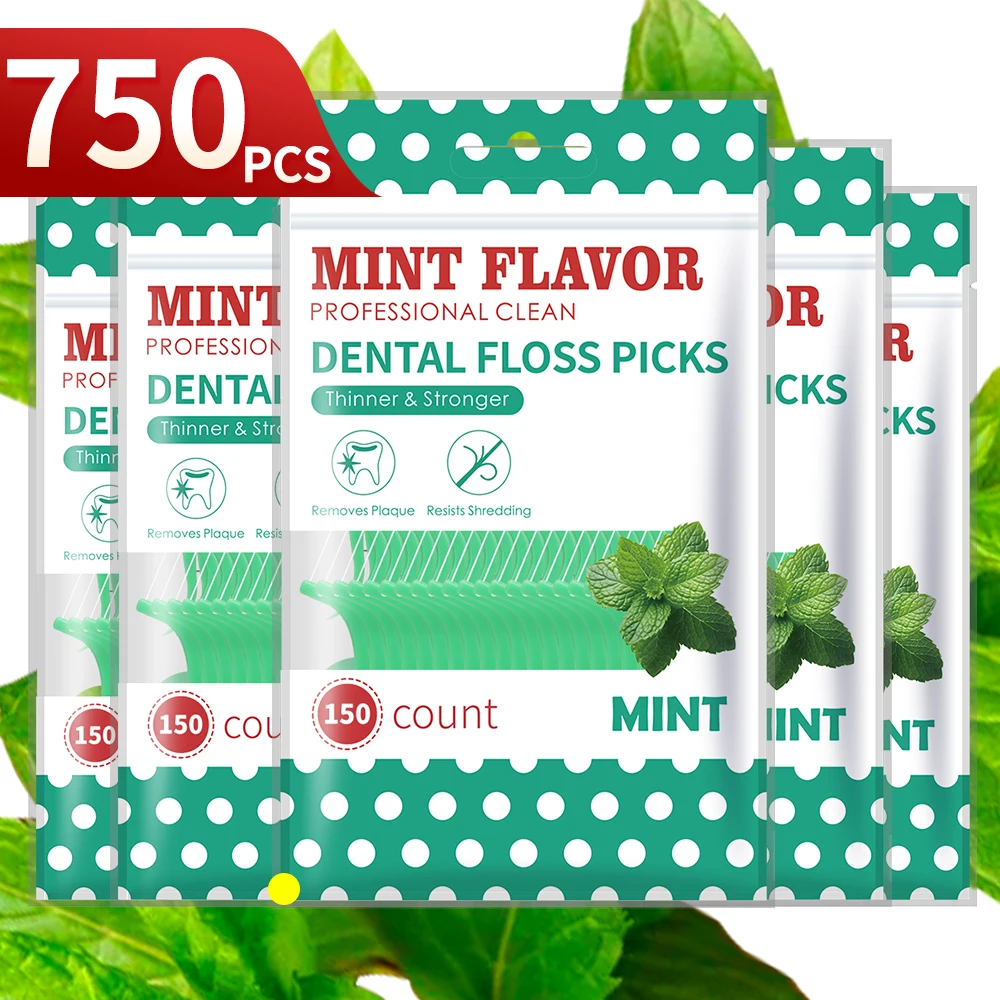 750/300/150/50pcs Bagged Mint Dental Floss - Freshen Breath, Clean Mouth - Always Available for Work and Outings, Make Friends