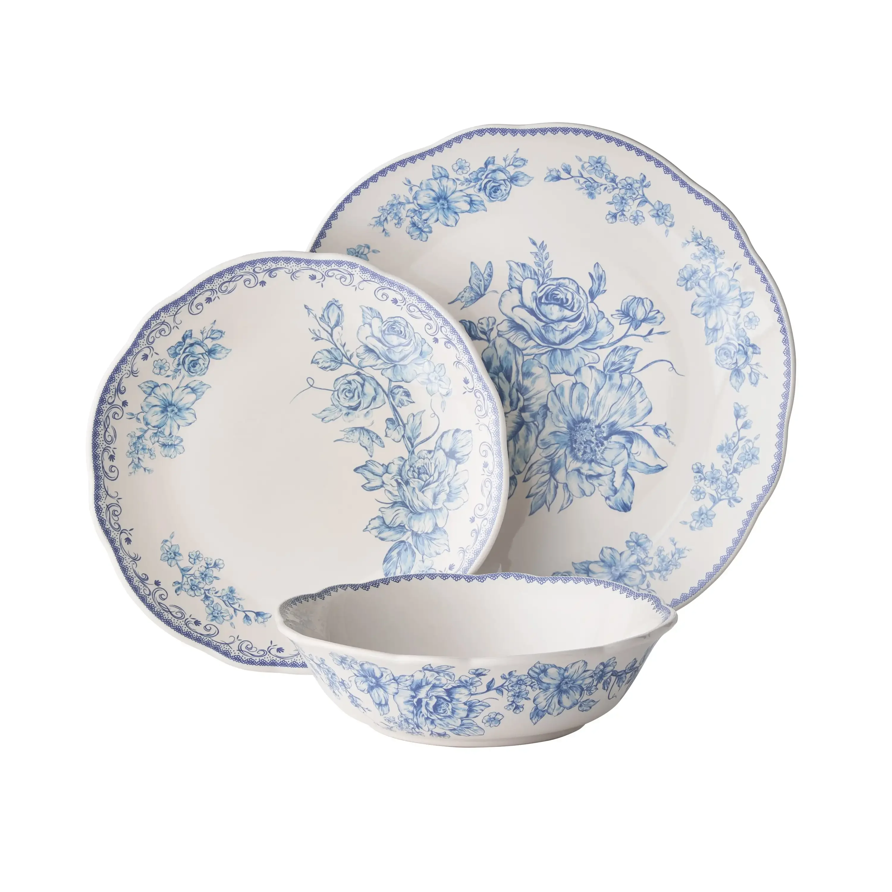 

Blue 12-Piece Stoneware Dinnerware Set