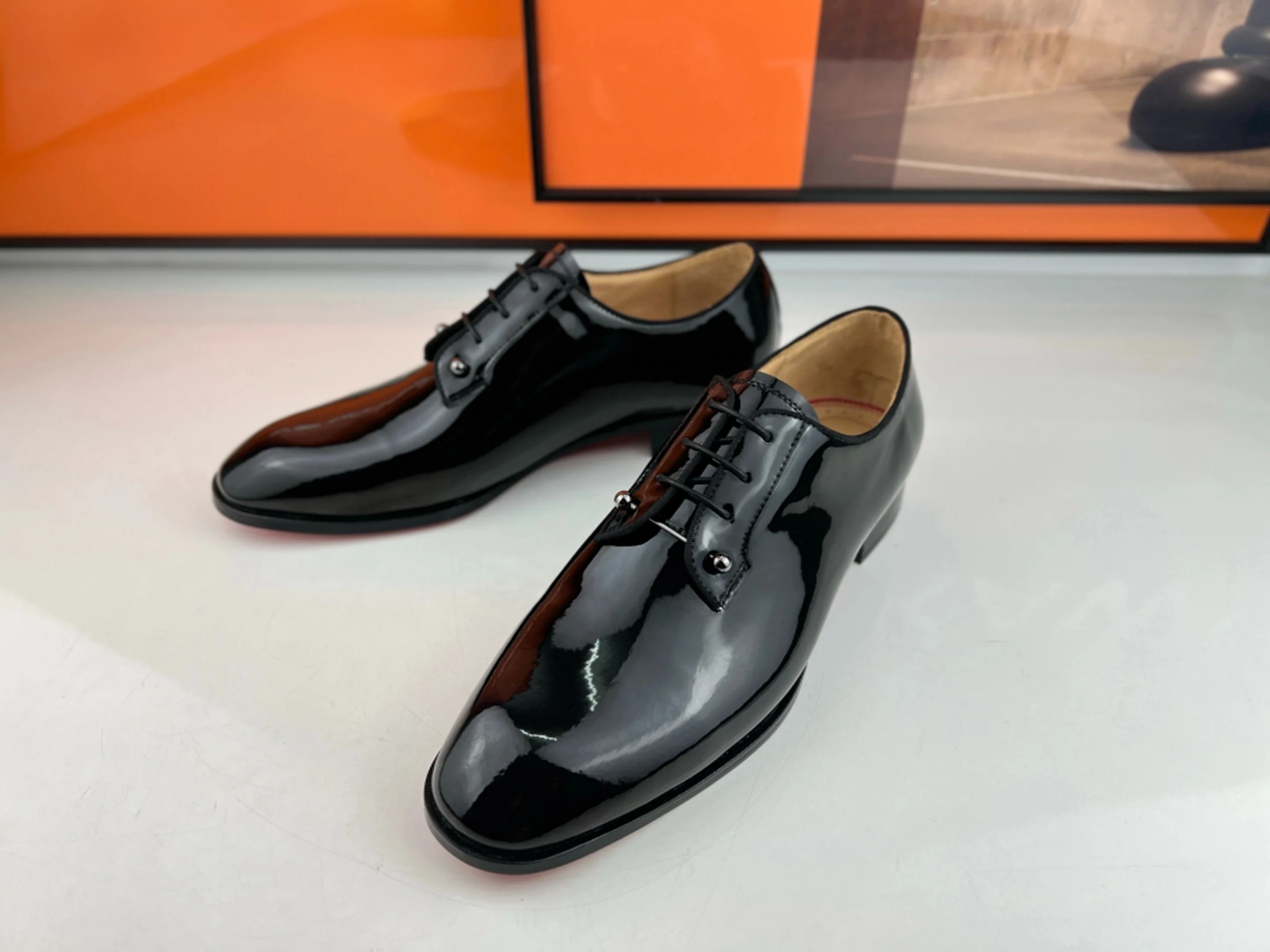 Luxury Oxford Shoes Men's Black Patent Leather Silver Button Formal Business Dress Shoes Walking Footwear Wedding Party Footwear