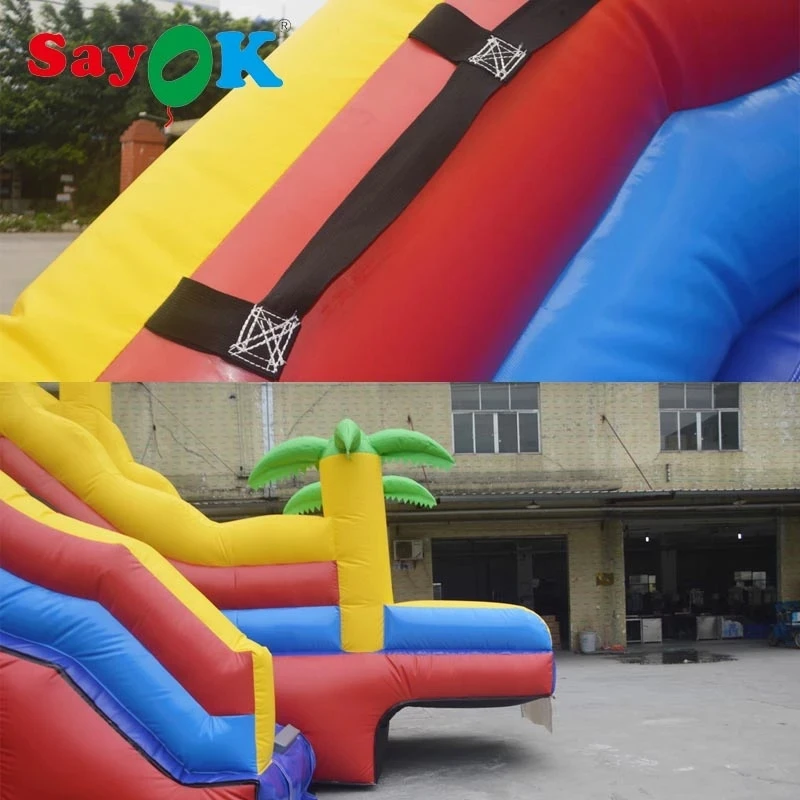 Inflatable Water Slide PVC Inflatable Bouncer Slide with Climbing Step Bouncy Castle with Blower for Kids (8x4x8m/26x13x26ft)