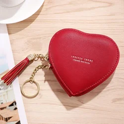 Fashion Shape Heart Coin Purse Key Chain Key Holder Wallet Key Chain Mini Leather PU Keychain Women Bag Charm Pendant Keyring