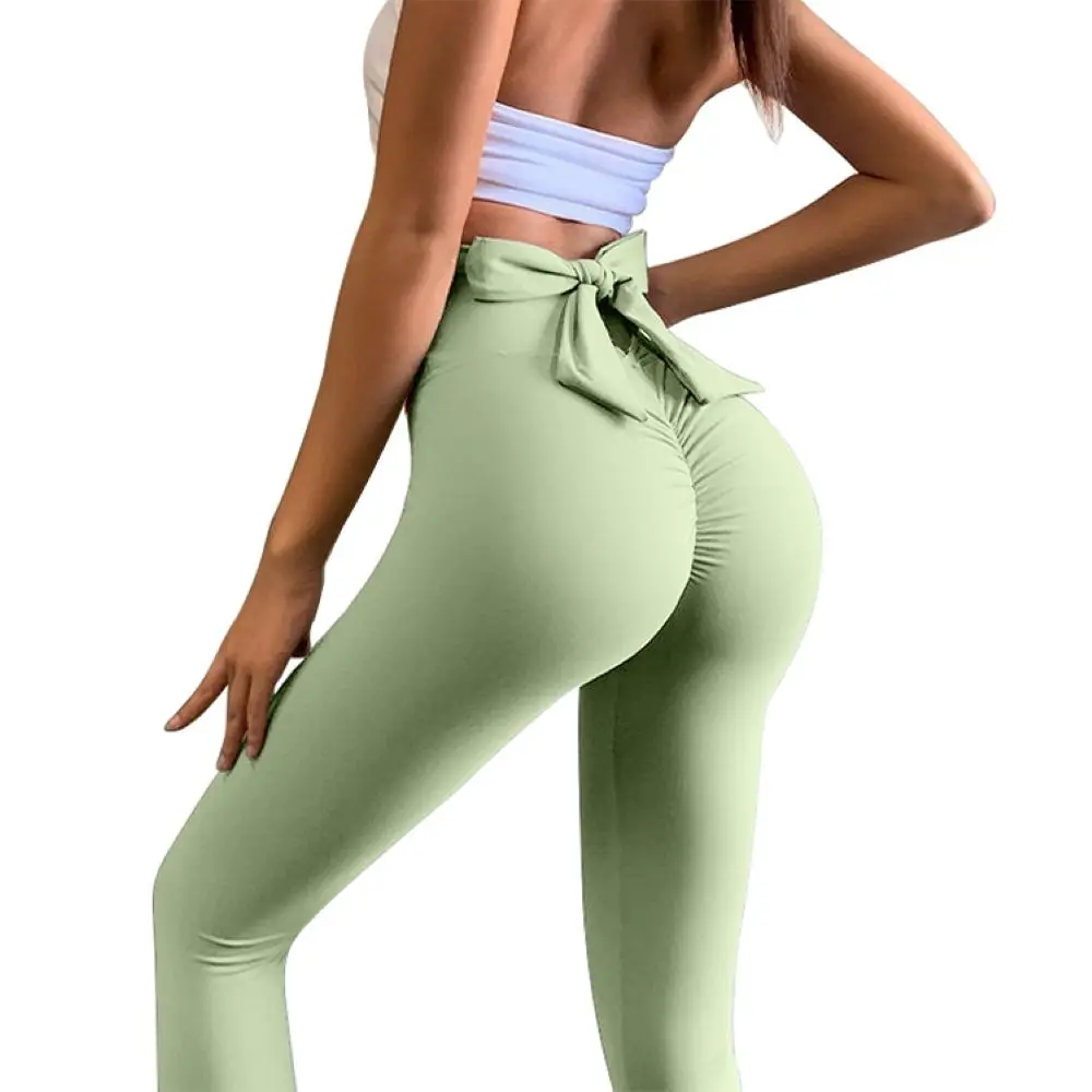 Pantalon de yoga nu taille haute pour femme |   Bowknot, Peach Lift, leggings d'entraînement semblables à Lulu LD800171