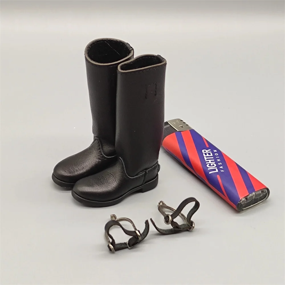 

1/6 DID D80193 The Horse Flag Soldier Man Toys Model Long Black Leather Hollow Show Boots with Spur Waist Belt For 12" Figure