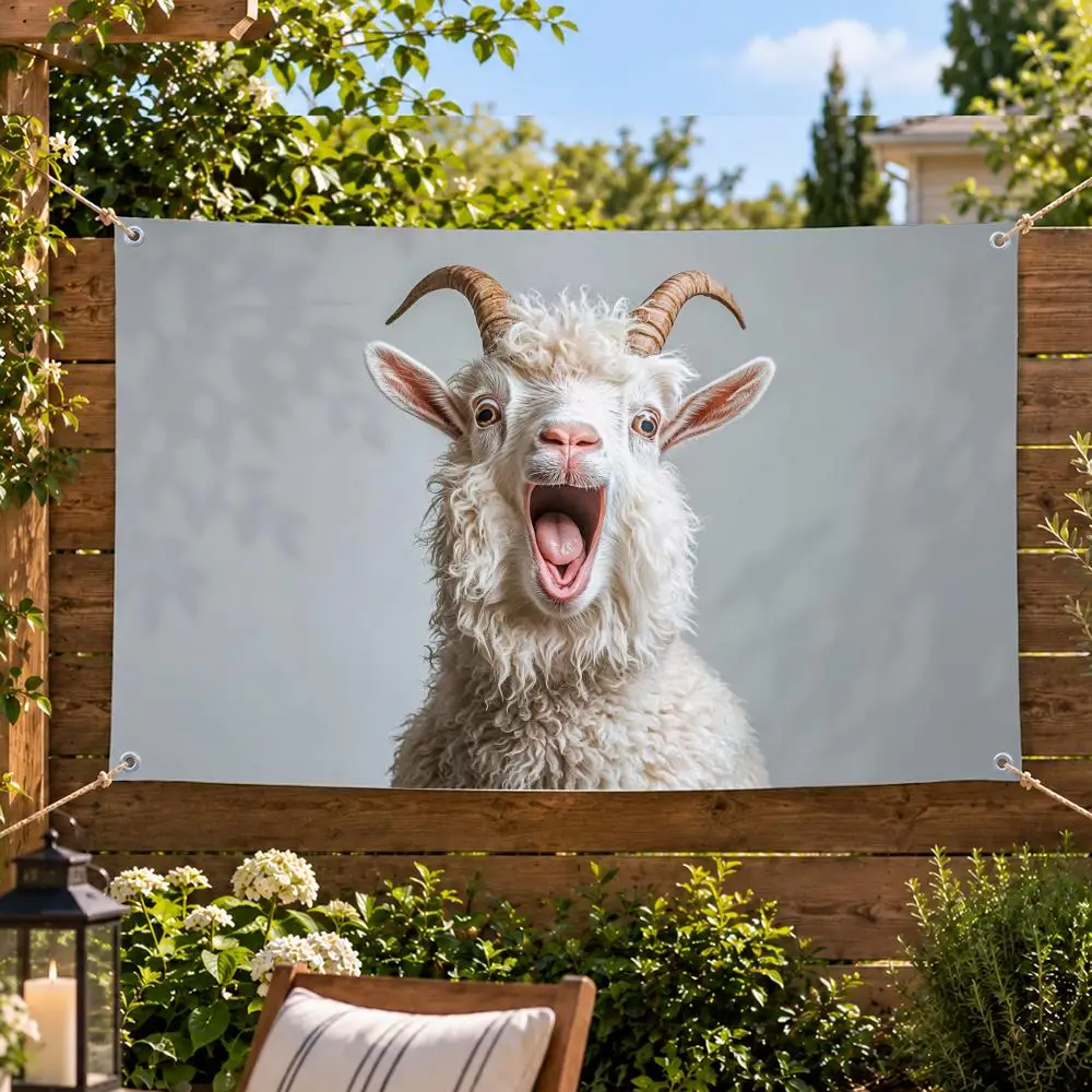 Meme Funny Screaming Goat Flags Decorative Flag Banner Indoor Outdoor Garden Yard Patio Party Camping Wall Decor Gift