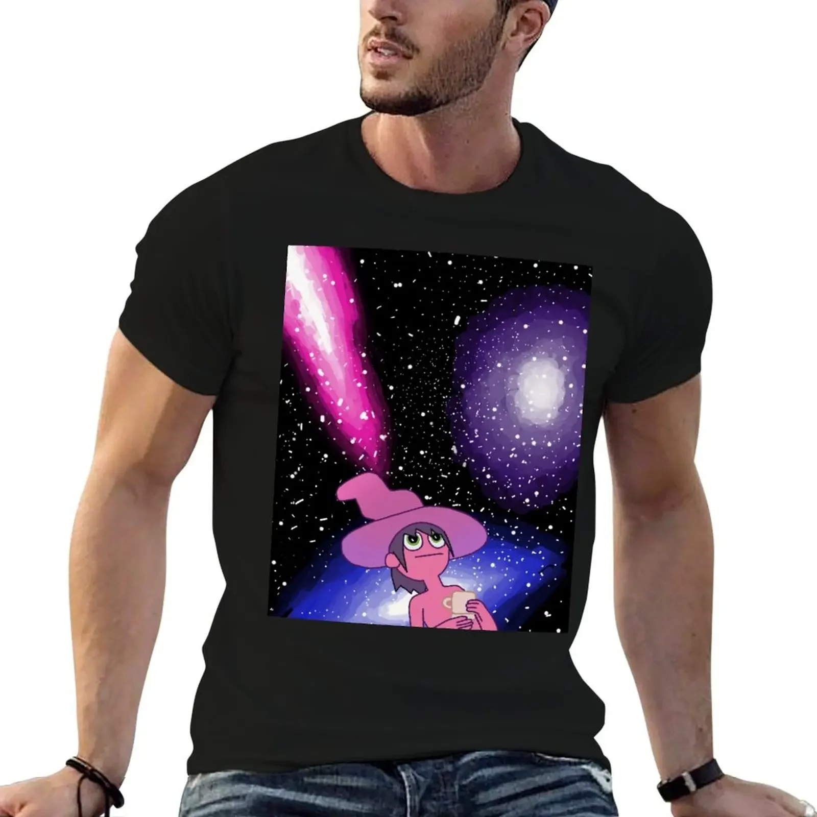 Clancy with Galaxy background T-Shirt cute tops custom t shirt black t-shirts for men