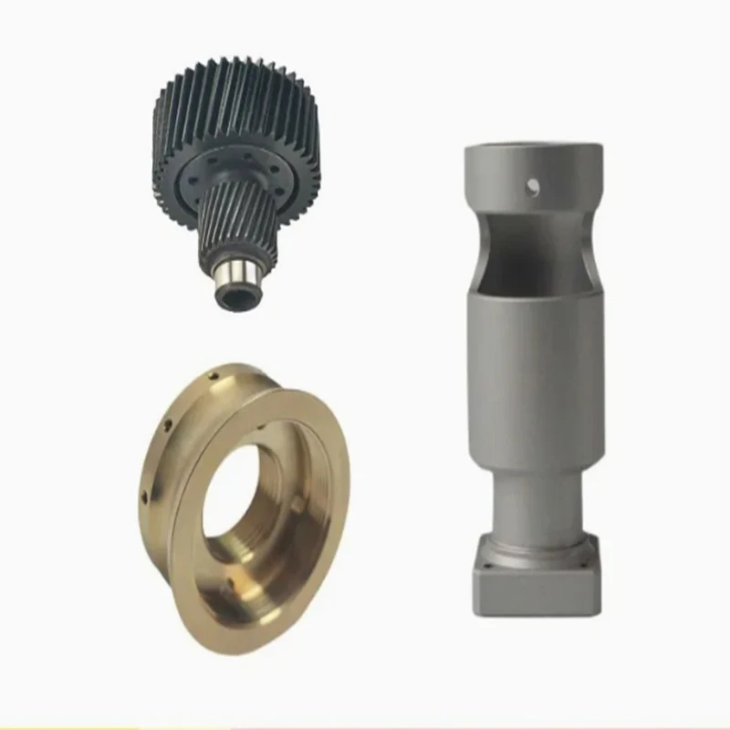 

CNC machining alloy steel gear/ copper alloy flange / aluminum alloy shaft sleeve mechanical transmission component set