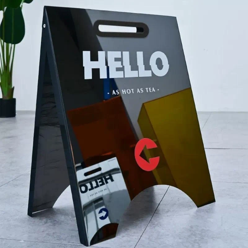 Stainless Steel A-Frame Display Stand, Mirror Finish Floor Vertical Sign Holder, Customizable Ground Billboard