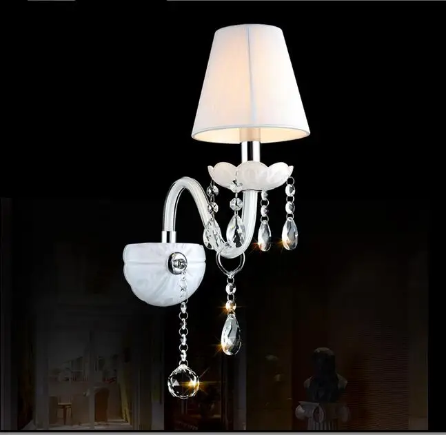 K9 top white Crystal Wall Lamp Candle Led E14 Bulbs double head Led E14 Bulbs white 1/2/3 arms with/without Fabric Lampshade