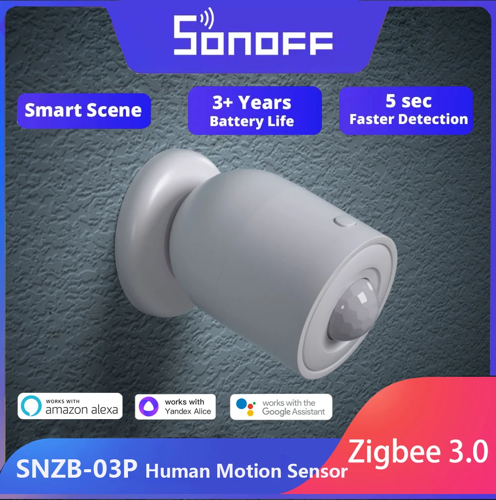 Sonoff-zigbeeモーションセンサー,SNZB-03P, 5秒で高速検出,スマートホームセキュリティ,ライトリンケージ,ewelink経由,alexa,Google