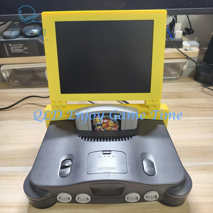 

Портативный дисплей игровой консоли N64, 3D-принт, 8-дюймовый складной мини-монитор с ЖК-дисплеем 4:3 и высококачественной стереосистемой для NINT 64