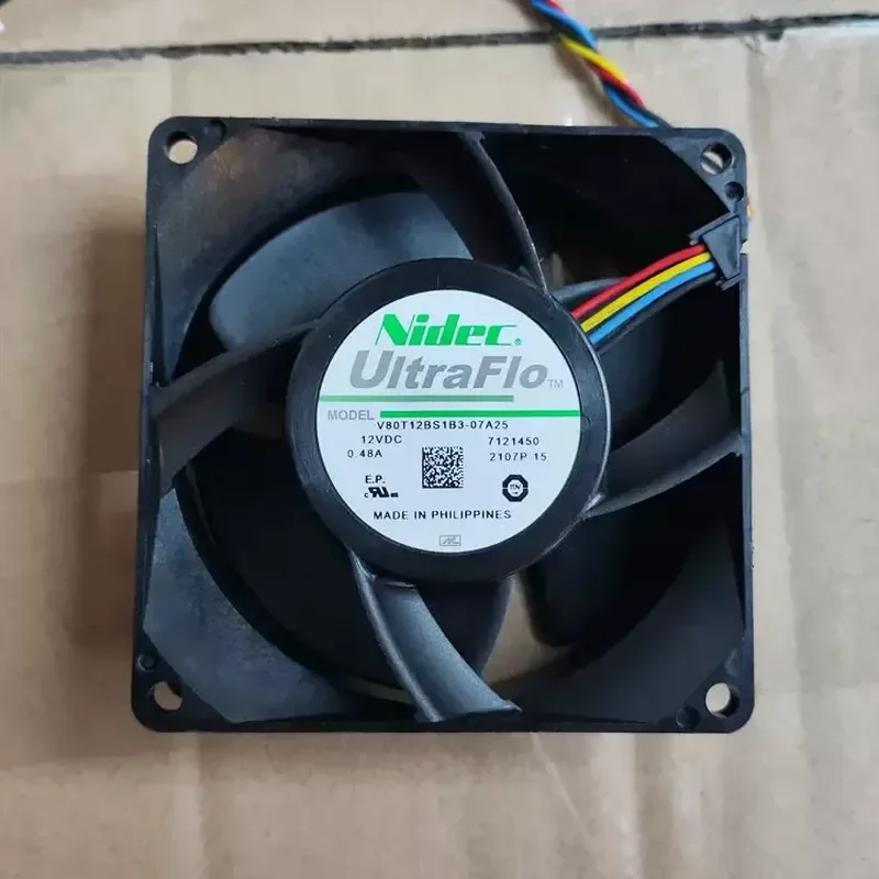 New nidec V80T12BS1B3-07A25 8025 12V 0.48A four-wire cooling fan