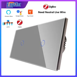Bingoelec Tuya ZigBee 2/3/4/5/6gang Smart Touch Light Switch Neutral Required Switches SmartLife Alexa Google Home Voice