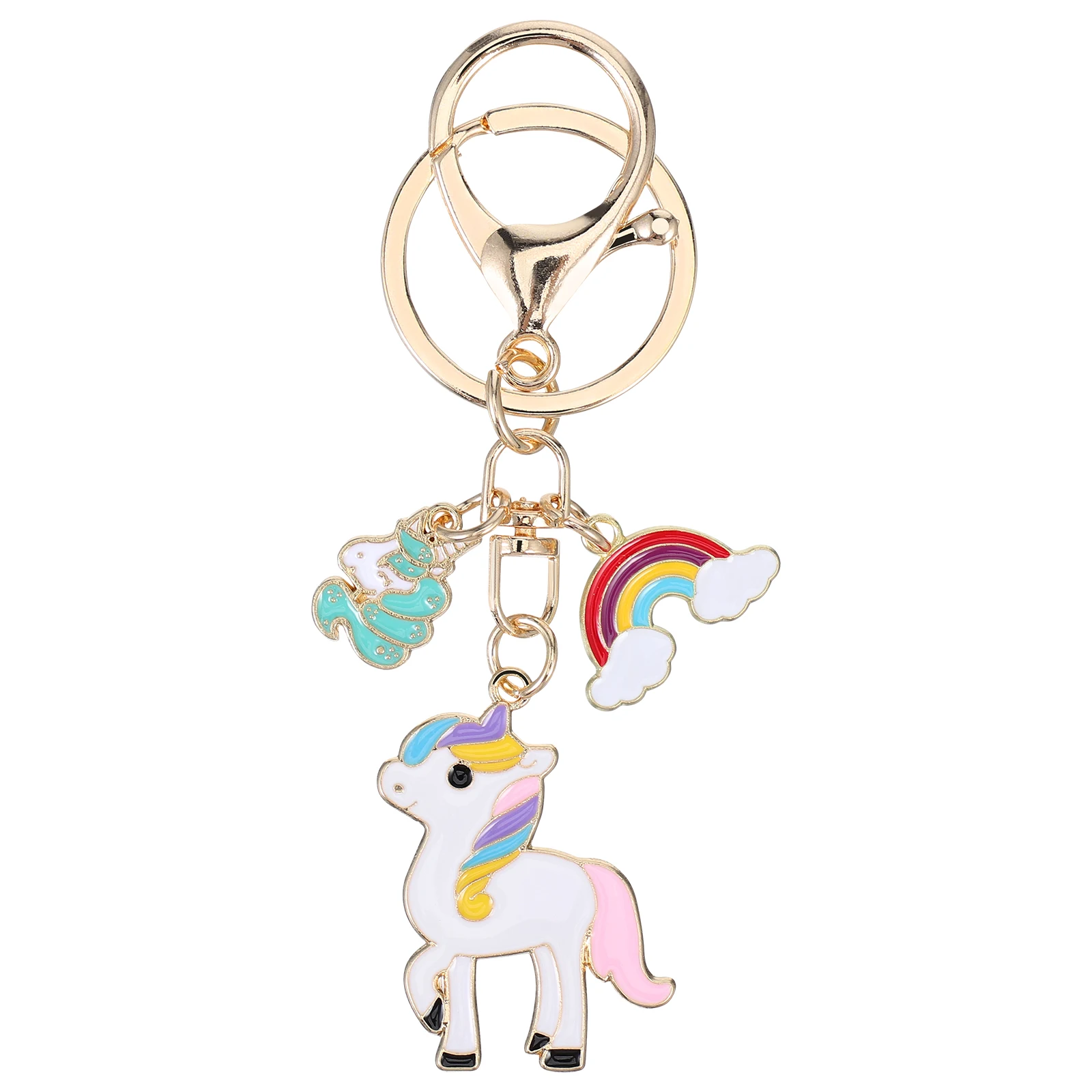 

Cartoon Rainbow Unicorn Keychains Alloy Small Horse Car Keys Pink Couples Bags Charm Accessories Lightweight Practical Stylish