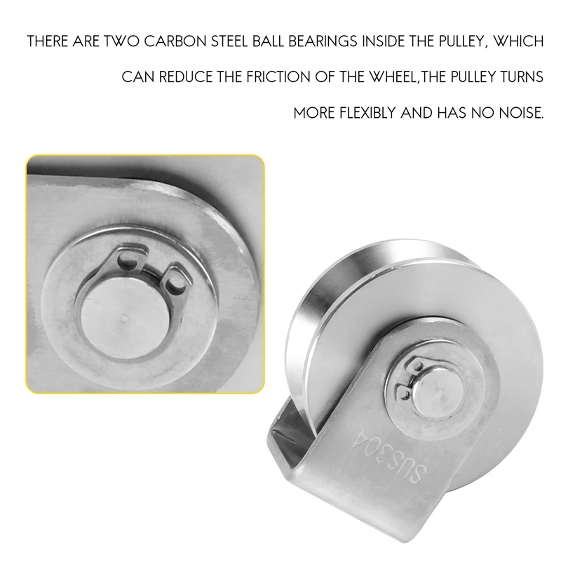 2 Inch V Type Pulley Roller 304 Stainless Steel Sliding Gate Roller Wheel Bearing For Material Handling And Moving