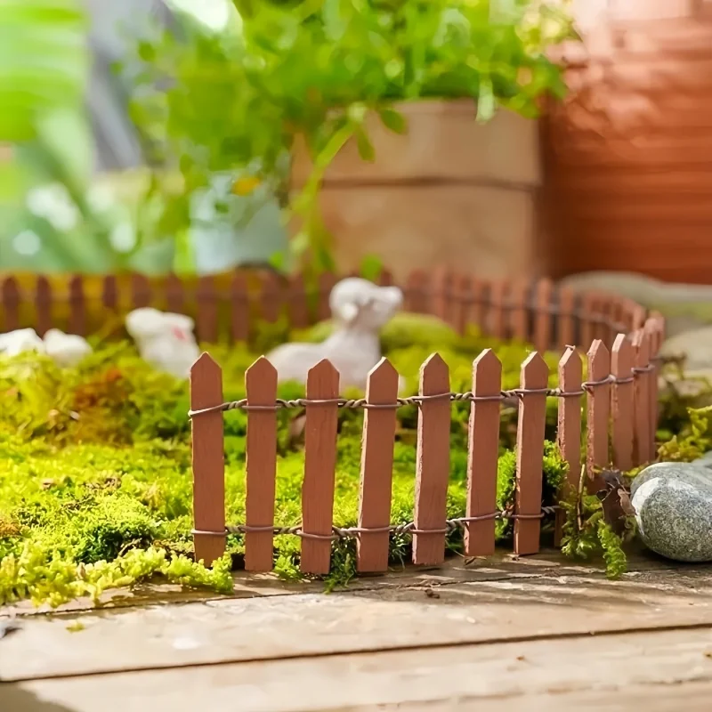 90x5cm Mini Wooden Fence DIY Fairy Garden Fence Accessories Wood Barrier Dollhouse Micro Landscape Ornaments Home Craft Decor