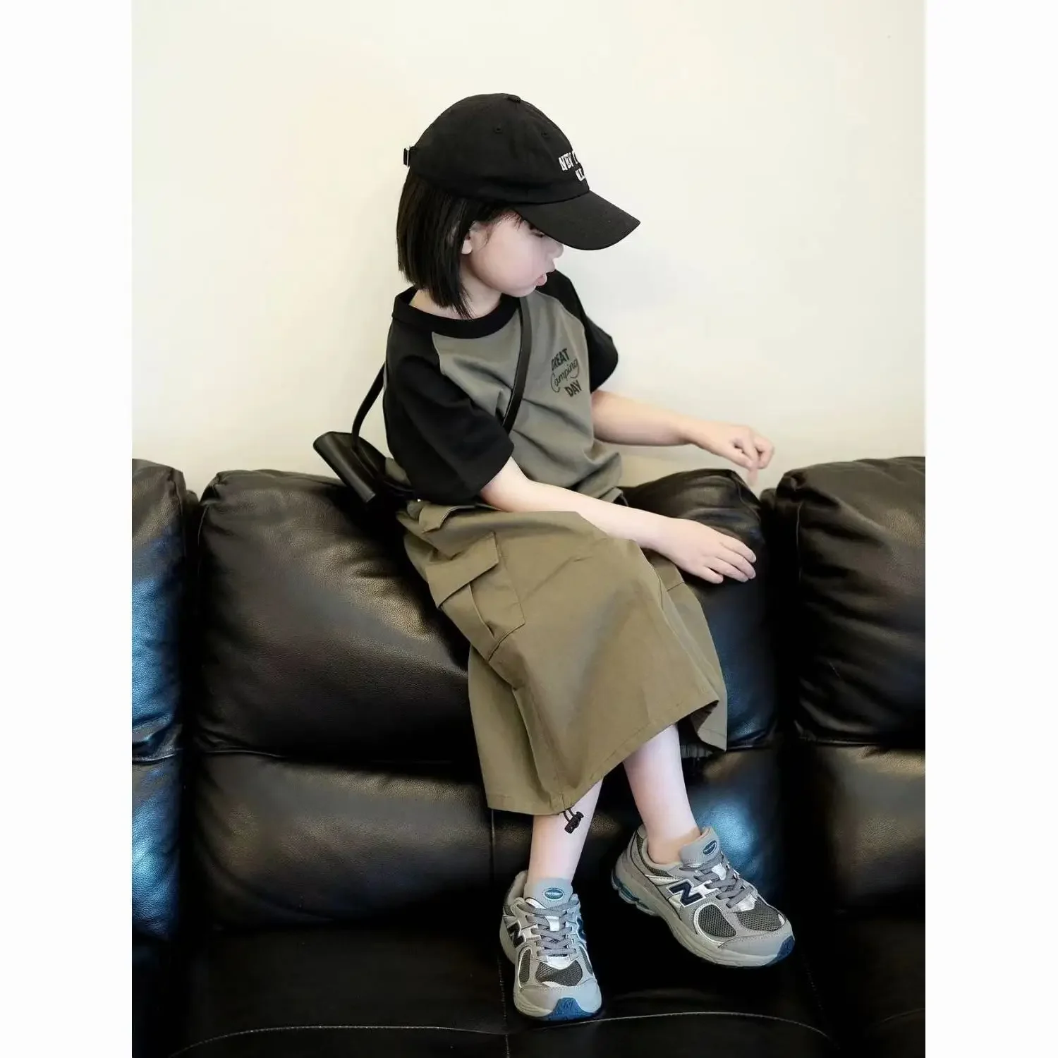 

Girls Clothes Suit Korean Style Summer Matching T-shirt Half Skirt Set Short Sleeve Cargo Skirt Fashion Childrens Two-piece Set