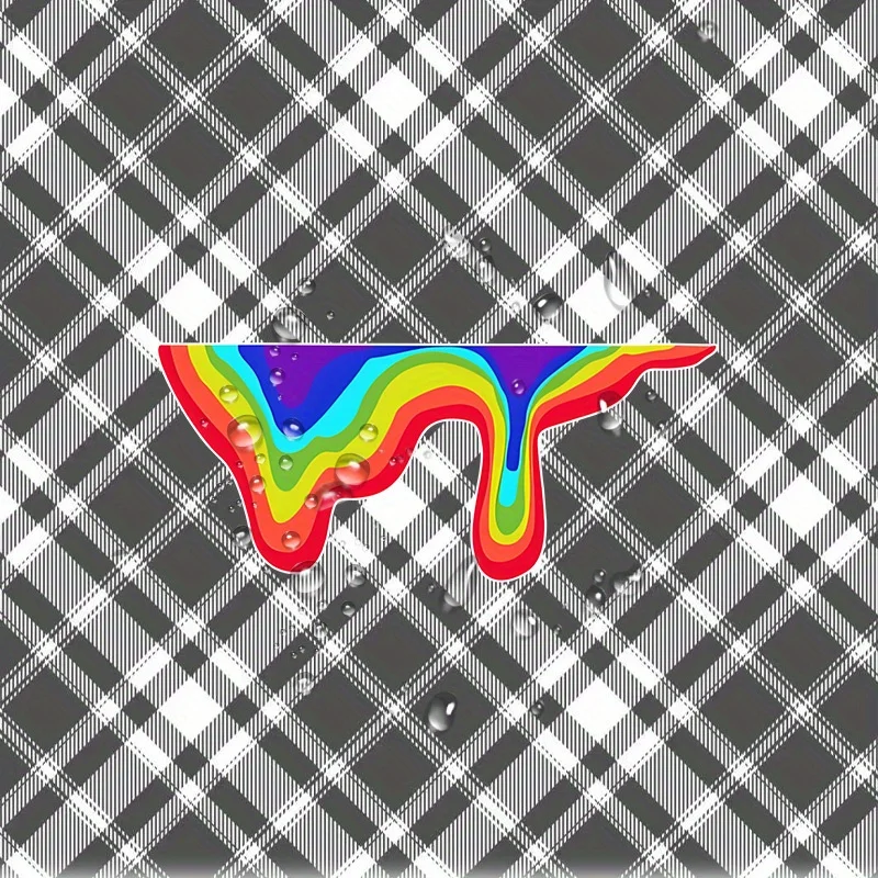 

Наклейка на автомобиль с эффектом капель радужной краски, 1 шт., водонепроницаемая виниловая наклейка с клетчатым фоном, яркий креативный декор для автомобилей