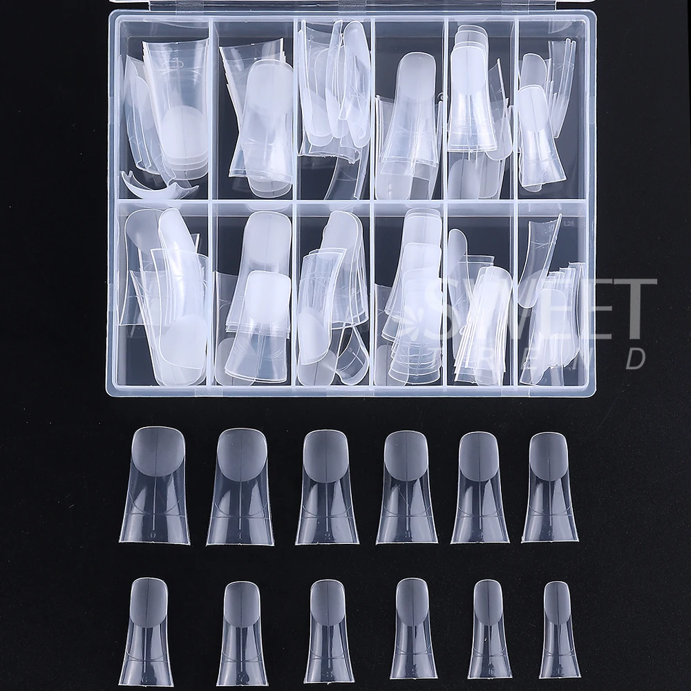 120 pz/scatola NUOVA Forma di Anatra Doppia Forme Forme di Estensione Del Chiodo Falso Consigli Costruzione Rapida Sistema di Unghie In Gel Copertura Completa Top Stampo Strumento