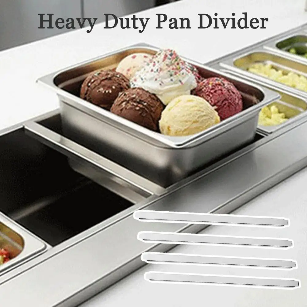 Hotel Pan Divider 4pcs Stainless Steel Steam Table Adapter Bars Grade Food Pan Dividers Metal Food Prep for Restaurants