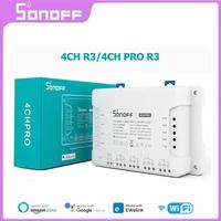 SONOFF 4CH R3 /4CH PRO R3 4 Gang Smart WIFI Switch 433MHZ Din Rail Mounting Wireless Remote Control Timer DIY Switch Via Ewelink