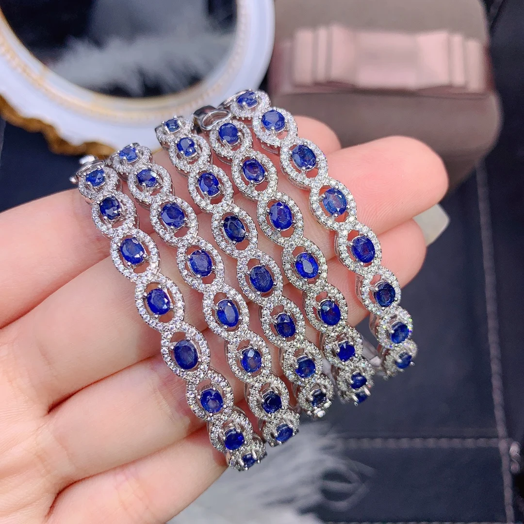 Natural Sapphire New Luxury 925 sterling silver high definition bracelet Ladies Color Beautiful exquisite free mail