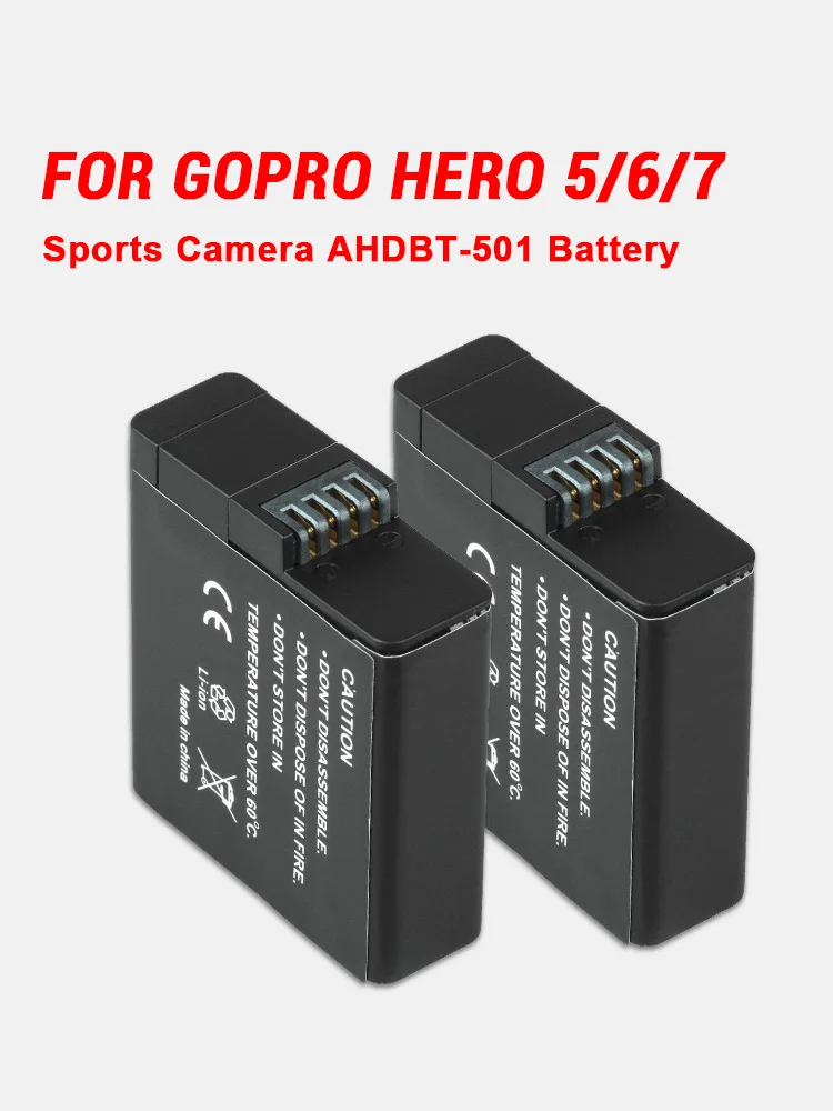 Bateria do Gopro Hero 7 6 5 GoPro5 Hero5 Gopro7 Hero7 Gopro6 Hero6 AHDBT 501 1250 mAh Cyfrowa kamera sportowa Baterie litowe — zdjęcie 2
