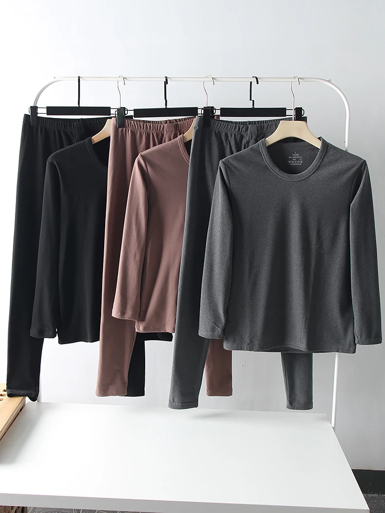 

Heatable Double-Sided Fleece Warmth Underwear Set Men's Autumn Winter Fine Brushed Self-Heating Thermal Innerwear Ensemble