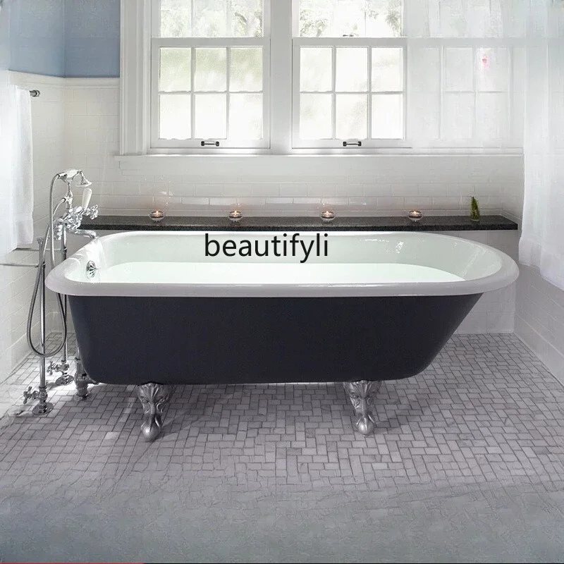 

ss D Antique enamel small bathtub 1.4 meters 1.5m European and American cast iron princess bathtub 1.7 meters Household freestan