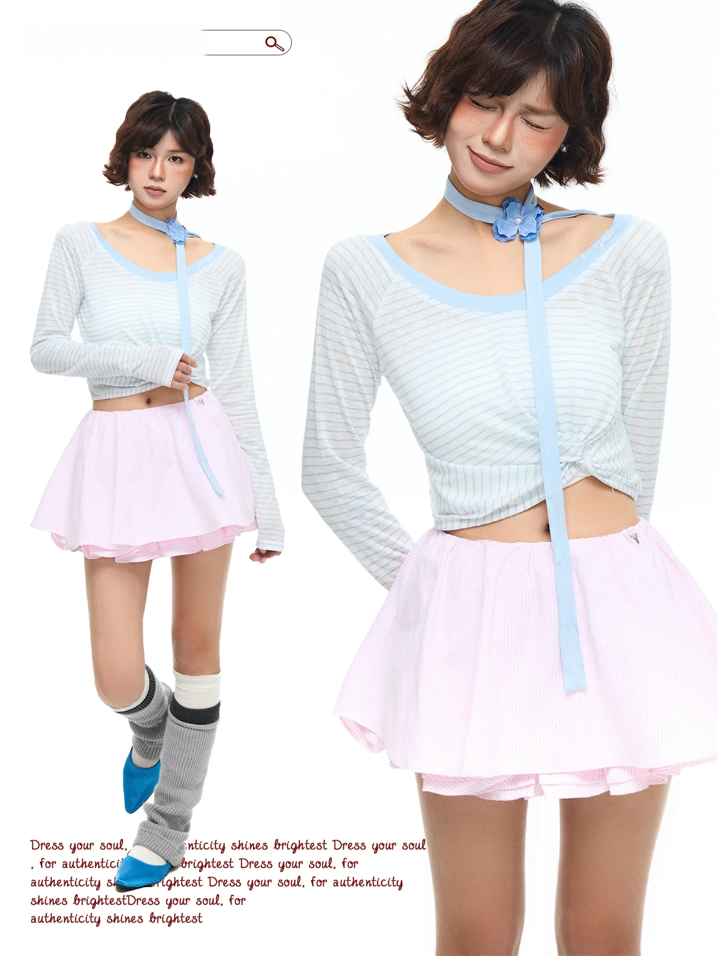 

American Sle Striped Long Sve T-irt Women's Design Sense Belly Twist Waist Slimming ort Top Chenzhilaodian