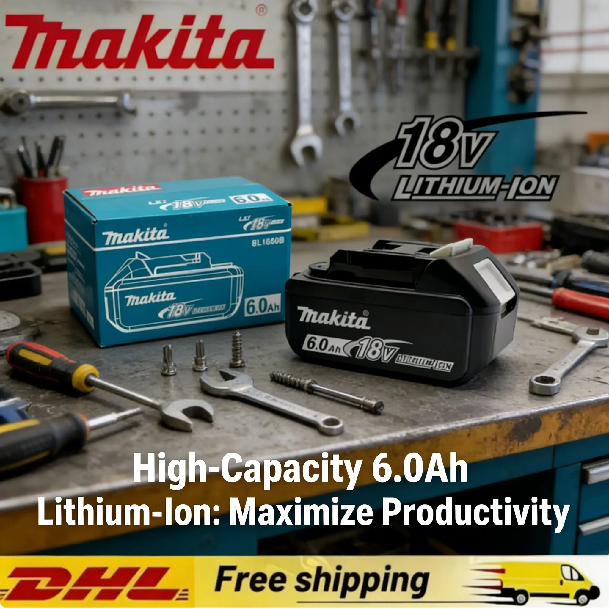 

2026 Authentic Makita 6000mAh battery, hot selling 18v tools battery, replaceable DHR202 DJV182 DDF487 DTW700 DGA404 DTD173