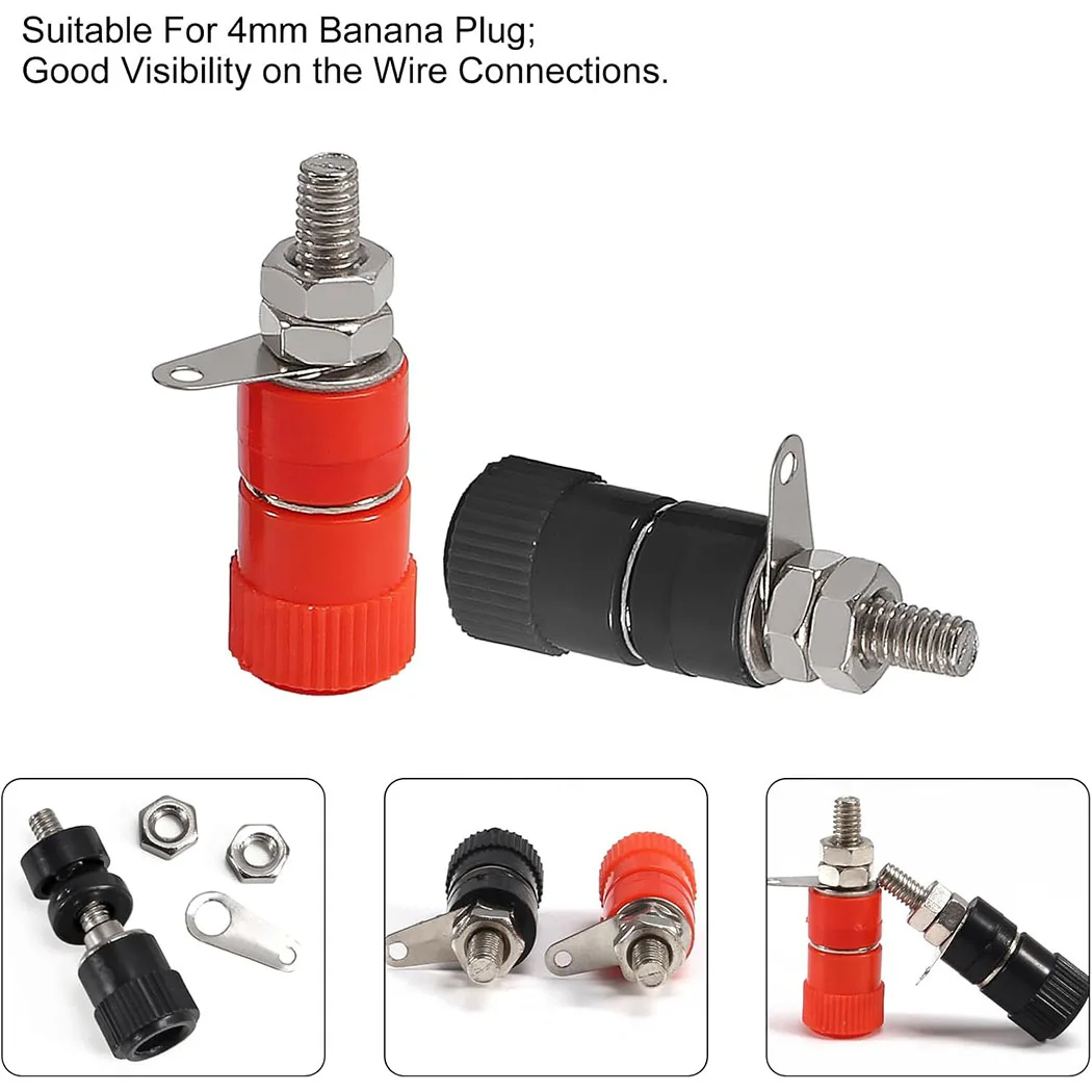 Binding Posts Terminals 4mm Banana Plug Socket & Red and Black Gold Plated 4mm Female and Male Banana Plugs Banana Socket Termin