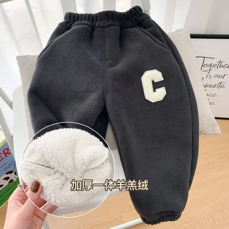 

2 To 8 Years Boys Lambswool Thick Pants Winter Kids Padded Warm Trousers Children Clothes Fleece Cotton Leggings Trousers